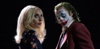 Arlequina conversa com Coringa em clipe de Delírio a Dois