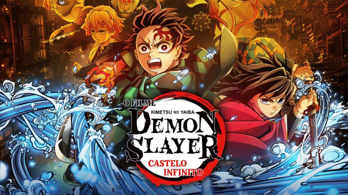 Pôster oficial do filme Demon Slayer: Castelo Infinito